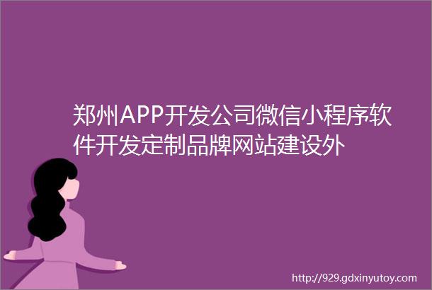郑州APP开发公司微信小程序软件开发定制品牌网站建设外